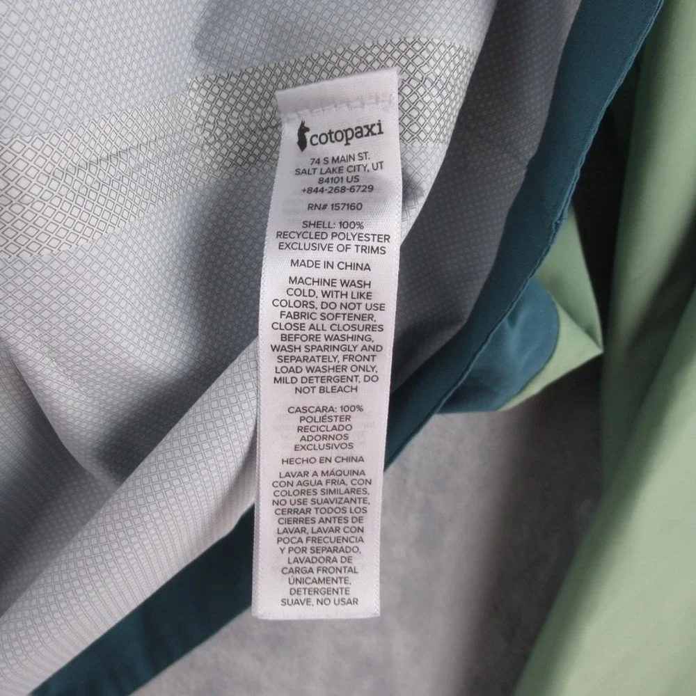 Cotopaxi Cielo Rain Trench Jacket Green Blue Colorblock Hooded Womens Size S - Picture 6 of 9